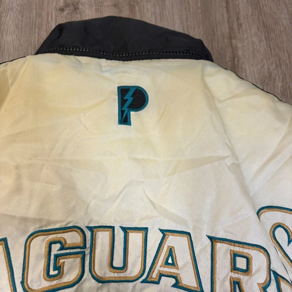 VTG Jacksonville Jaguars Puffer Jacket Mens XL Full Zip Nylon NFL Vintage Black